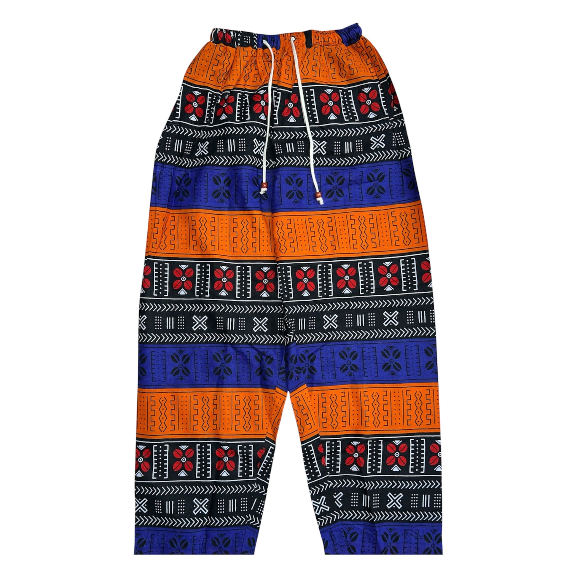 pantalon bleu noir orange